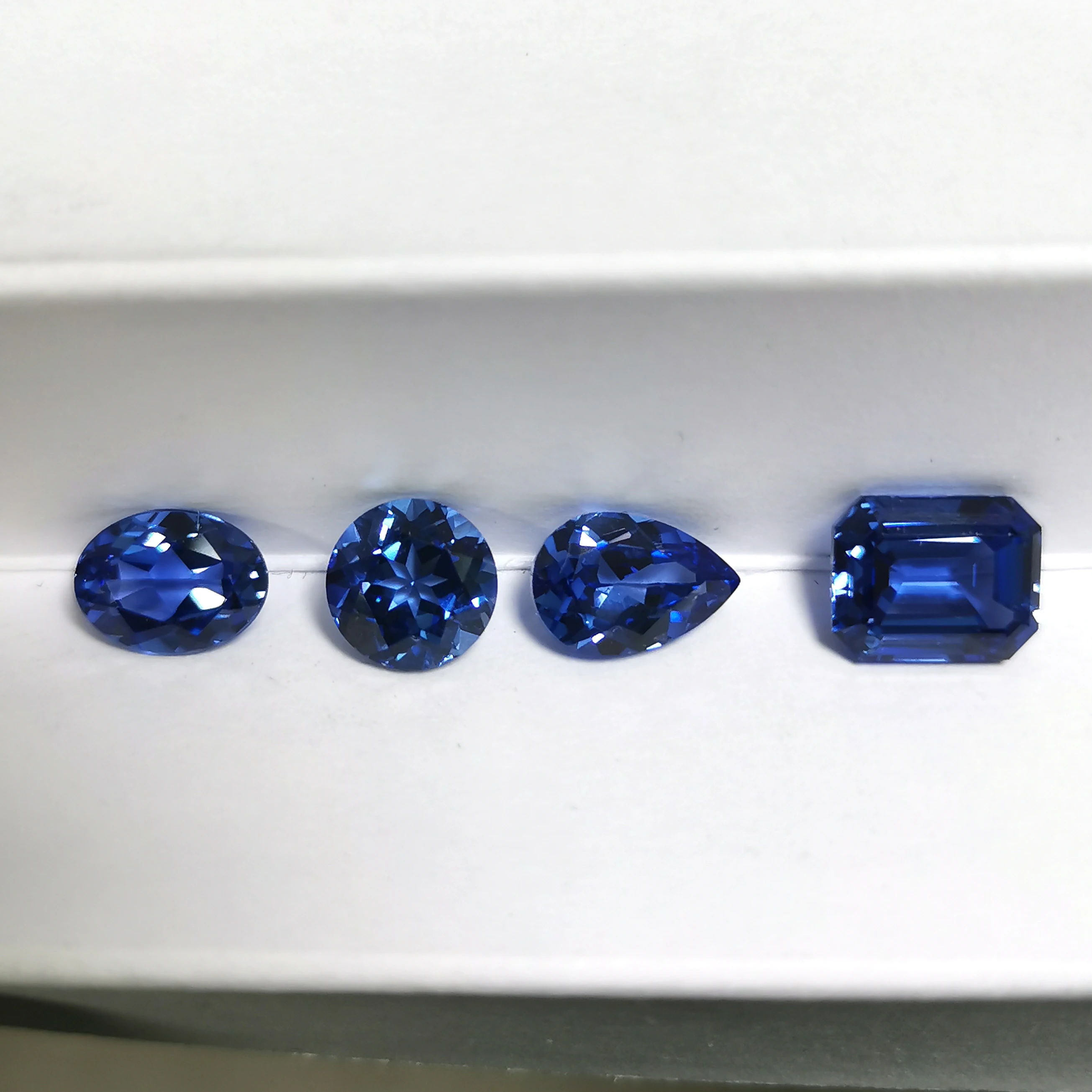 Starsgem Glamorous Ring Stone Pear Cut Round Cut Lab Royal Blue Sapphire
