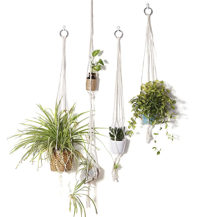 

Macrame Plant Hanger Indoor Outdoor Hanging Plant Holders Long Large Plants Flowers Pots Boho Home Decor, White