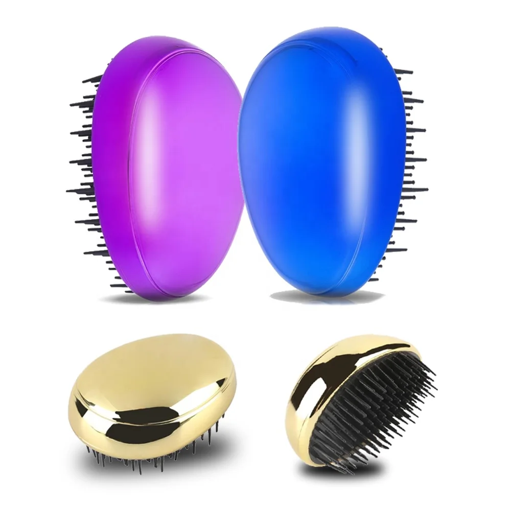 

Professional Private Label Plastic Bling Electroplate Paddle Detangling Hair Brush, Pink& black&green&rose red
