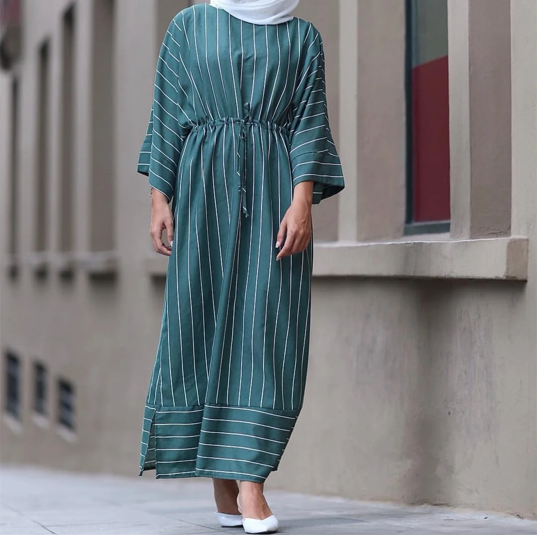 

High Quality Oman Summer Pattern Abaya FREE SHIPPING Moroccan Cardigan Kimono Islamic Clothing Muslim Daily Wear Dresses, Blue.green