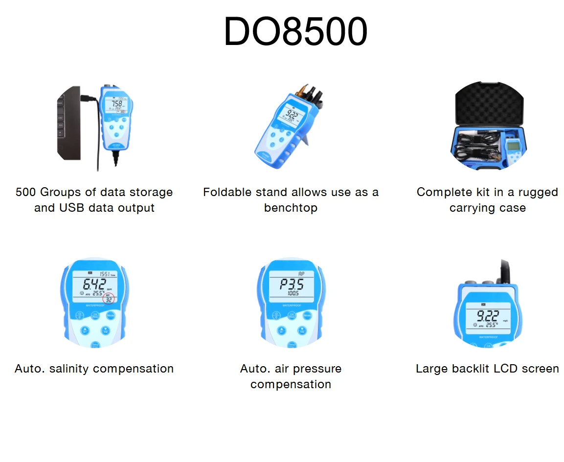 NADE DO8500 0.01mg/L (ppm) Portable Optical DO Meter LCD display for Dissolved Oxygen test