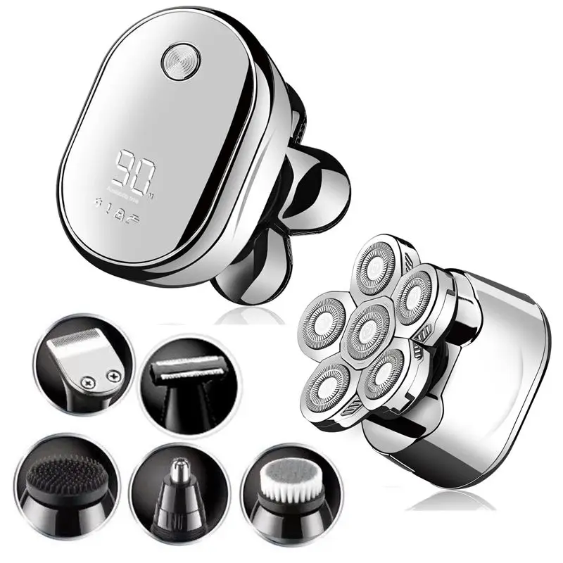 Rechargeable Bald Shaving Machine Wet Dry Electric Shaver with Stainless Steel Blade for Men Beard Hair Trimmer Electric Razor