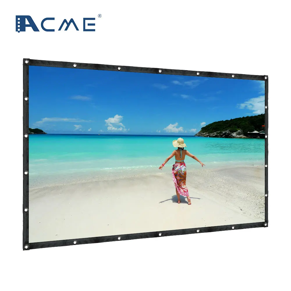 

Acme 120 Inch projection screen waterproof Portable Outdoor 4K Home Theater Projector Screen for front Projection, White projector screen
