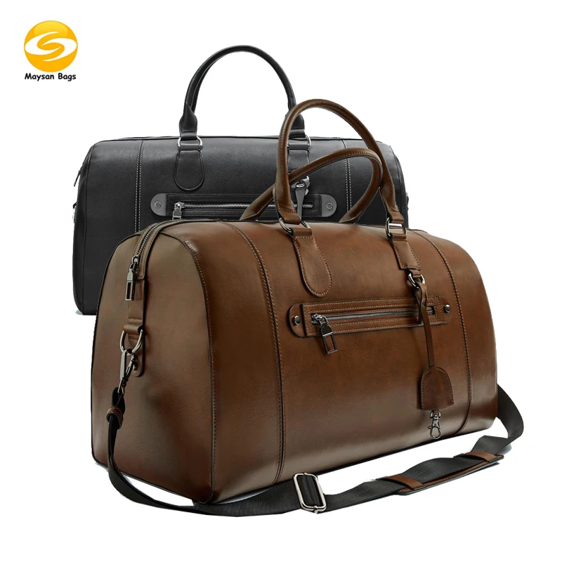 

2020 new design faux leather duffel bags,large capacity travel weekend bag for men,business man leather holdall travel bags, Brown