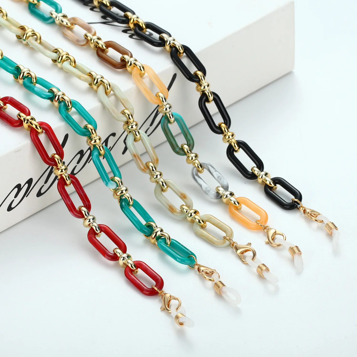 

CR4121 Retro Resin Eyewear Manufacturer Spectacle Chain Amber Color Chain For Sunglasses Phone Acrylic Glasses Chain