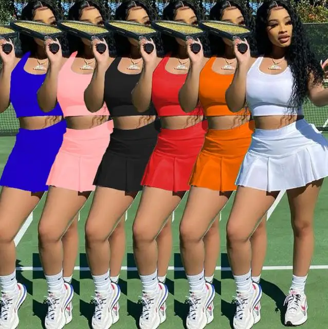 

golf sports sets for women ladies tank tops skirts 2pcs suits sexy club outfits clothing 2021 wholesale