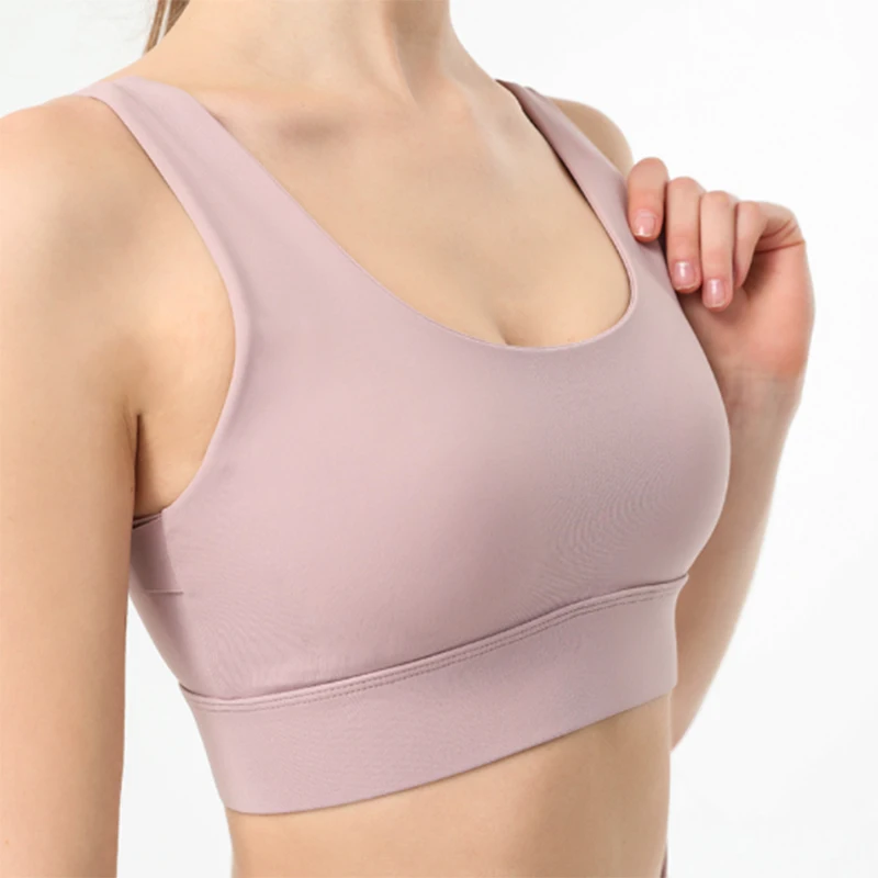 

High Quality Shockproof Cross Back Fitness Wear Mesh Stitching Gym Yoga Bra Top For Women