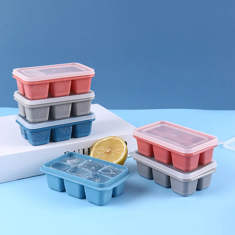 

Household Simple Japanese Style 6 Grid Food Grade Ice Cube Mold With Lid