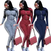 

M9045 Fashion long sleeves two piece pants set women casual tracksuit with pencil pant lady fall sweatsuit 2019