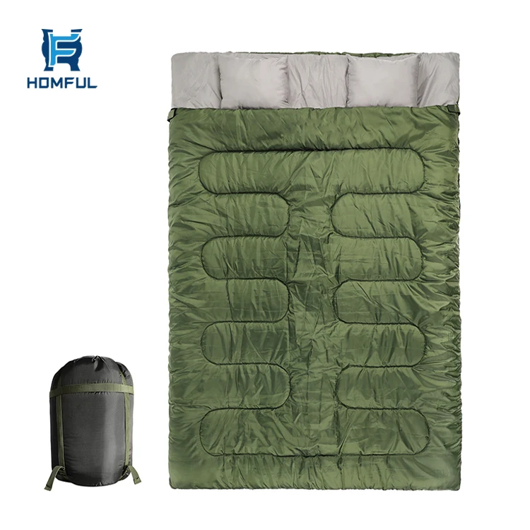 

Inventory HOMFUL 3 Season Lightweight Outdoor Camping Double Sleeping Bag Winter for traveling & hiking, Army green, or cusotmized