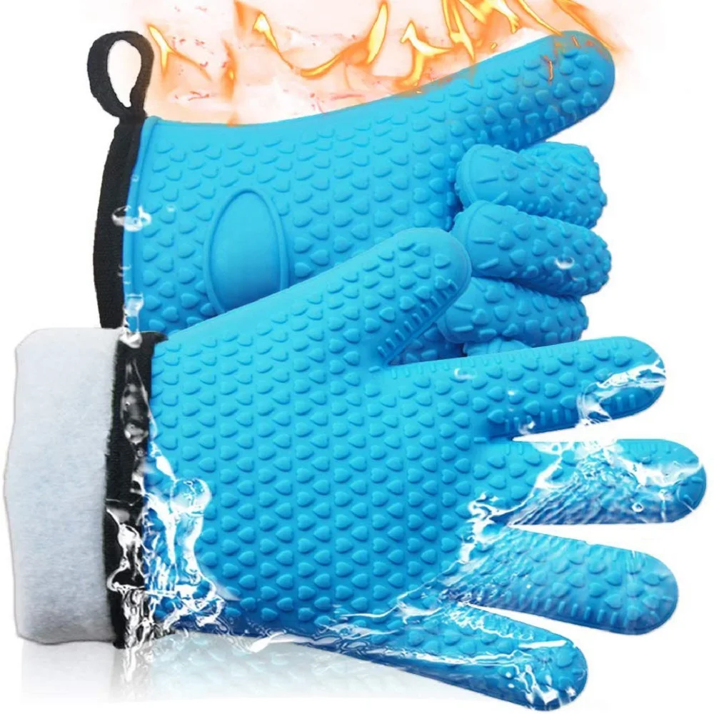 Oven Heat Resistant Gloves Cotton Mitt Silicone Baking Gloves For Microwave Kitchen Tool