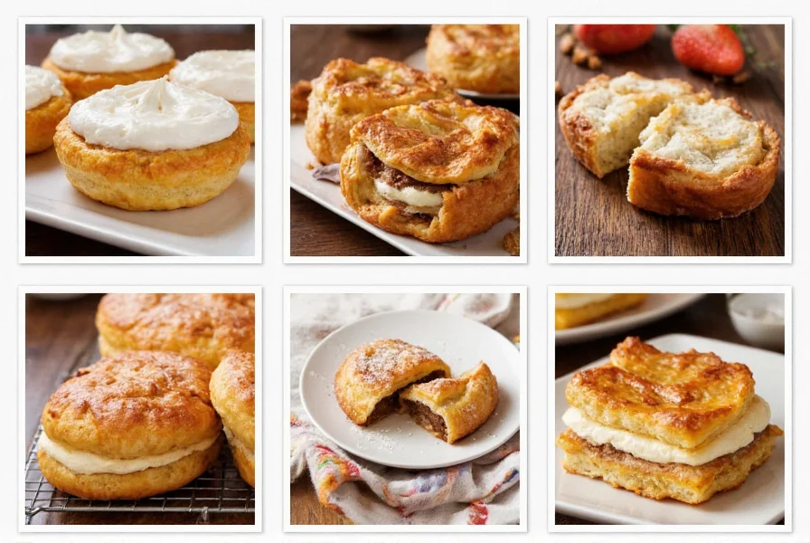 Close-up of pastry chef piping cinnamon-infused cream filling into freshly baked danish pastries