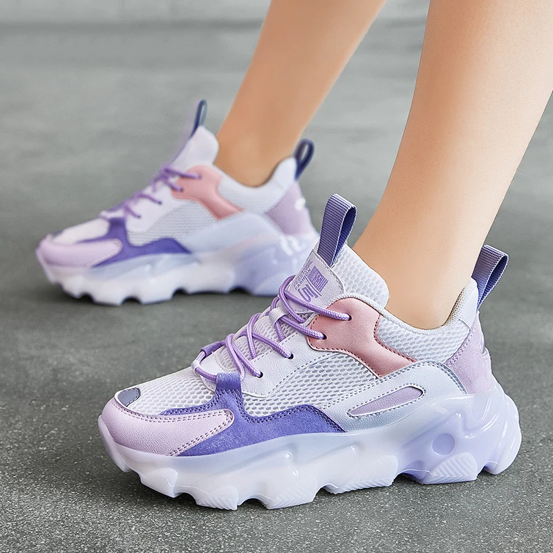 

new arrivals breathable lace up sneakers women's fashion sneakers purple for women sports shoes