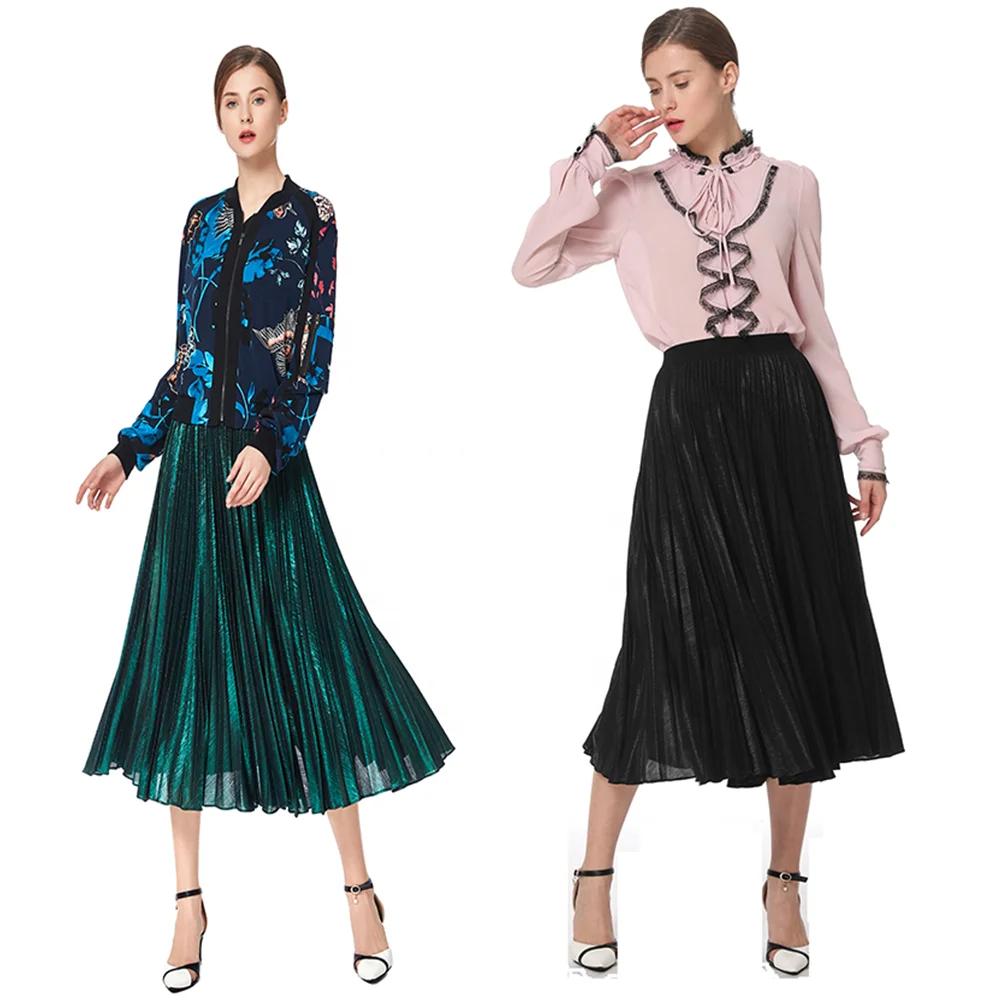 

C080 pleated skirt women Autumn High Quality Fashion New Elegan Sunray Pleat Casual Women Skirts