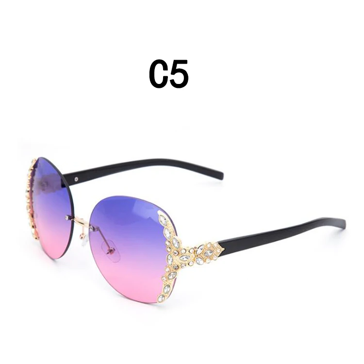 

Fashionable Metal+PC Rimless Rhinestone Sunglasses Bling luxury sunglasses women