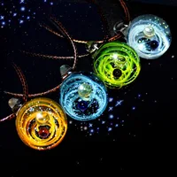 

Nebula Galaxy Double Sided Pendant Necklace Glass Art Picture Handmade Statement Universe Planet Jewelry Necklace for Women