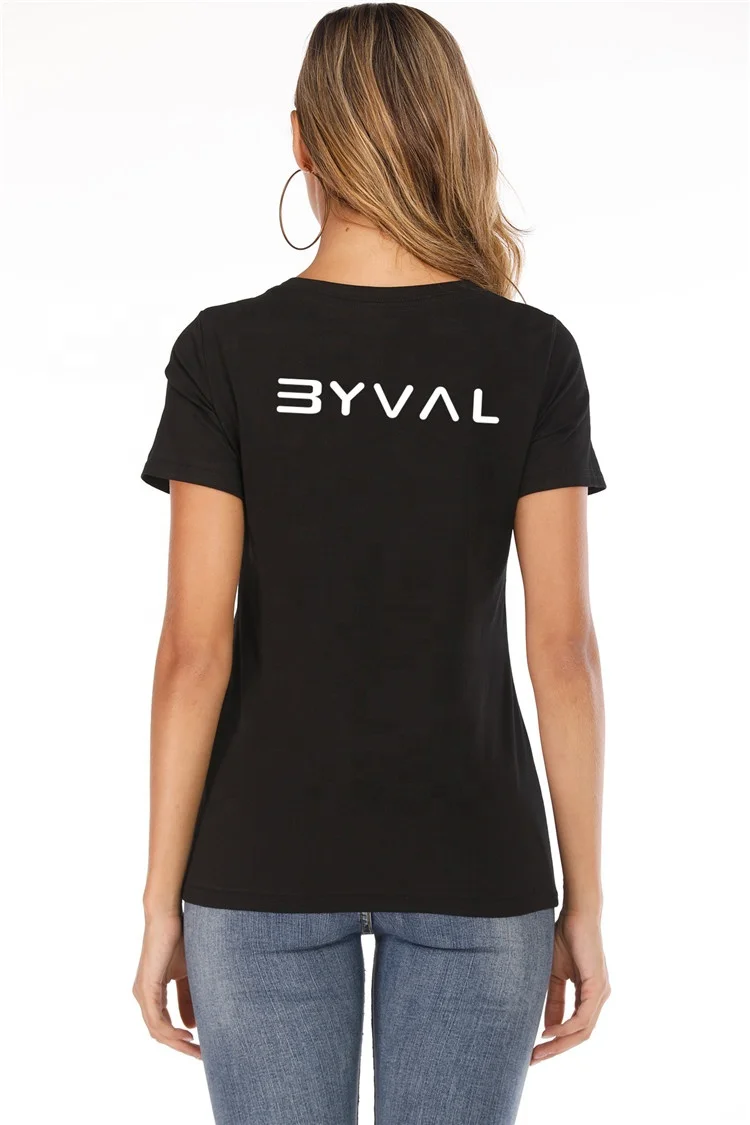 
Byval wholesale custom t shirt printing 95%cotton 5%spandex screen printed tshirt graphic tees women t shirts in bulk with label 