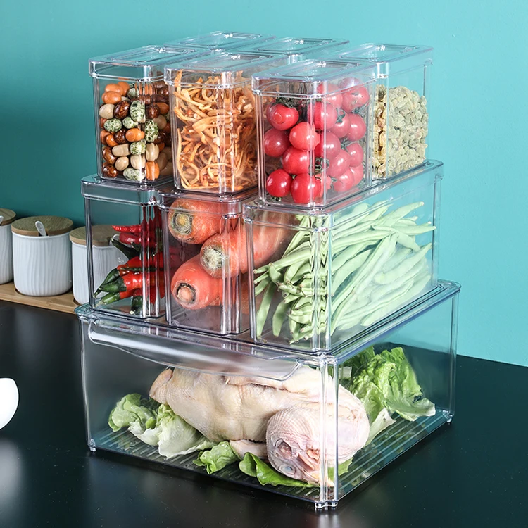 

Clear air tight PET fruit vegetables dry food storage container, Can be customized