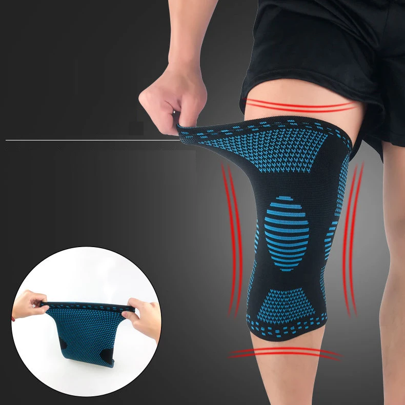 

Wholesale Elastic Sports Knee Pads Silicone Protective Knee Support Spring Sleeves Silicone Protective Guards Breathable Kneepad