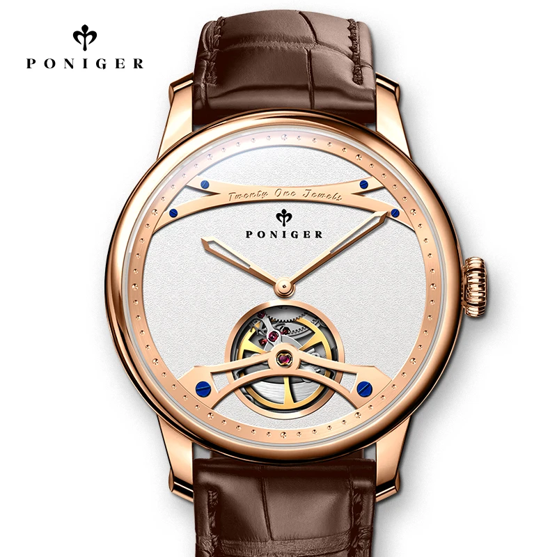 

PONIGER Watches Minimalist Hollow Skeleton High Quality Automatic Mechanical Movement Wrist Watch For Men