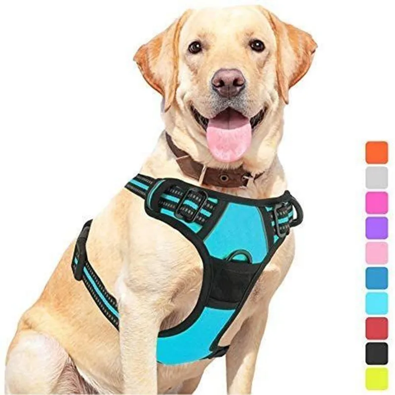 

Amazon Adjustable Soft Padded No-Choke Dog harness Vest, Reflective No-Pull Pet Vest Dog harness with Easy Control Handle, Red/black/orange/rose red/green