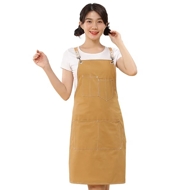 

SunYue High Quality Washed Waxed Cotton Canvas Leather Bbq Tool Customized Heavy Duty Chef Apron, Can be customized