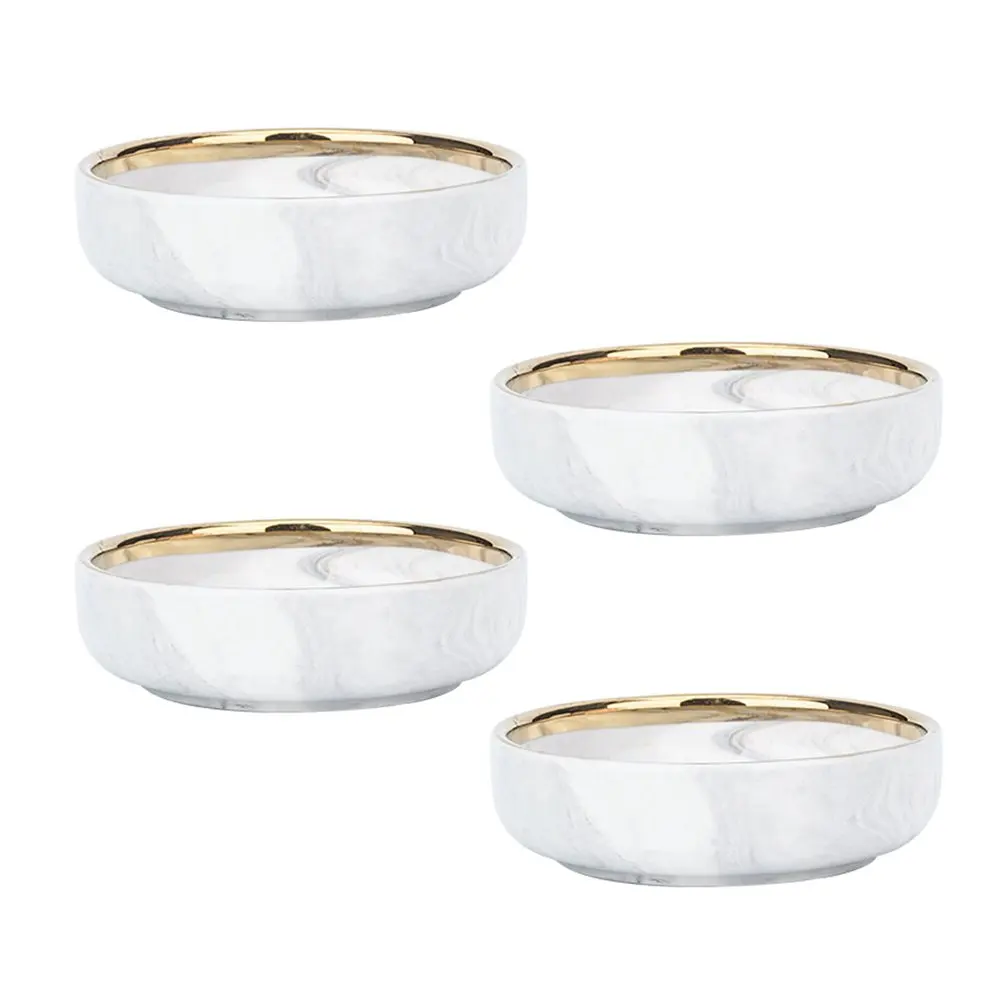 

Personalized Set of 4 Ceramic Bowl Marble Design Rice Bowls Nesting with Golden Rim Good for Home or Restaurant Party Use, Marble with golden rim or customized