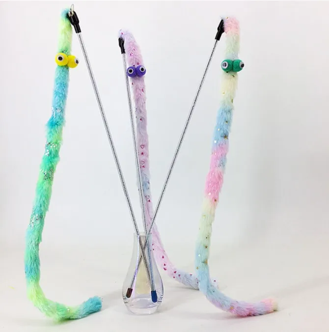 

New funny cat stick plush long strip with bell cat toy long rod pet supplies