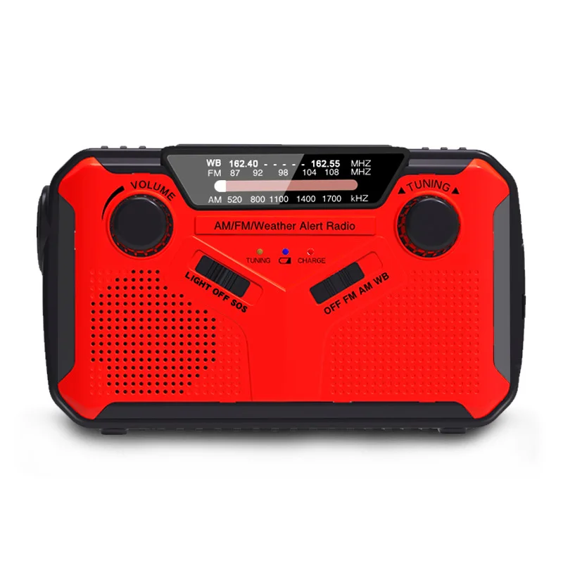 

Hot selling multifunctional solar radio and hand-cranked radio, Red,yellow,green