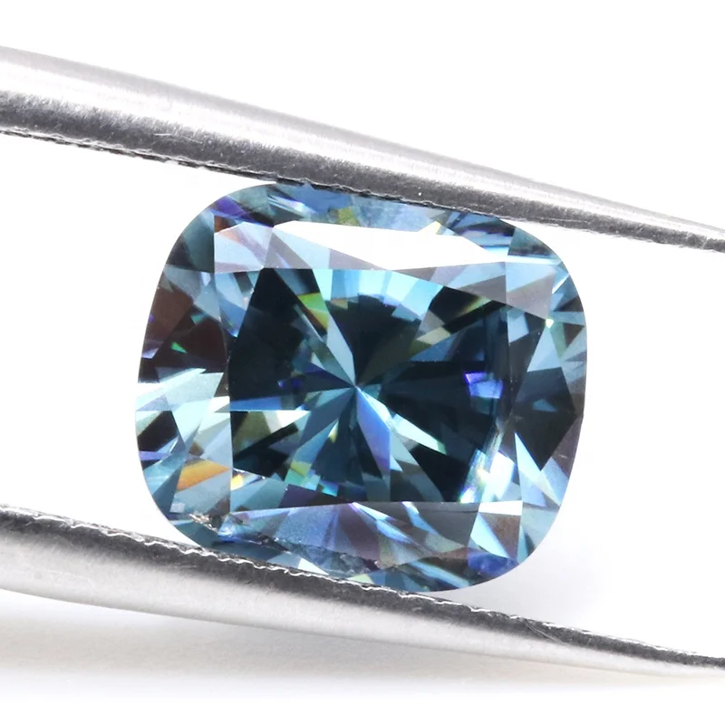 

Wholesale long cushion cut diamond fancy color bule moissanite diamond for jewelry making