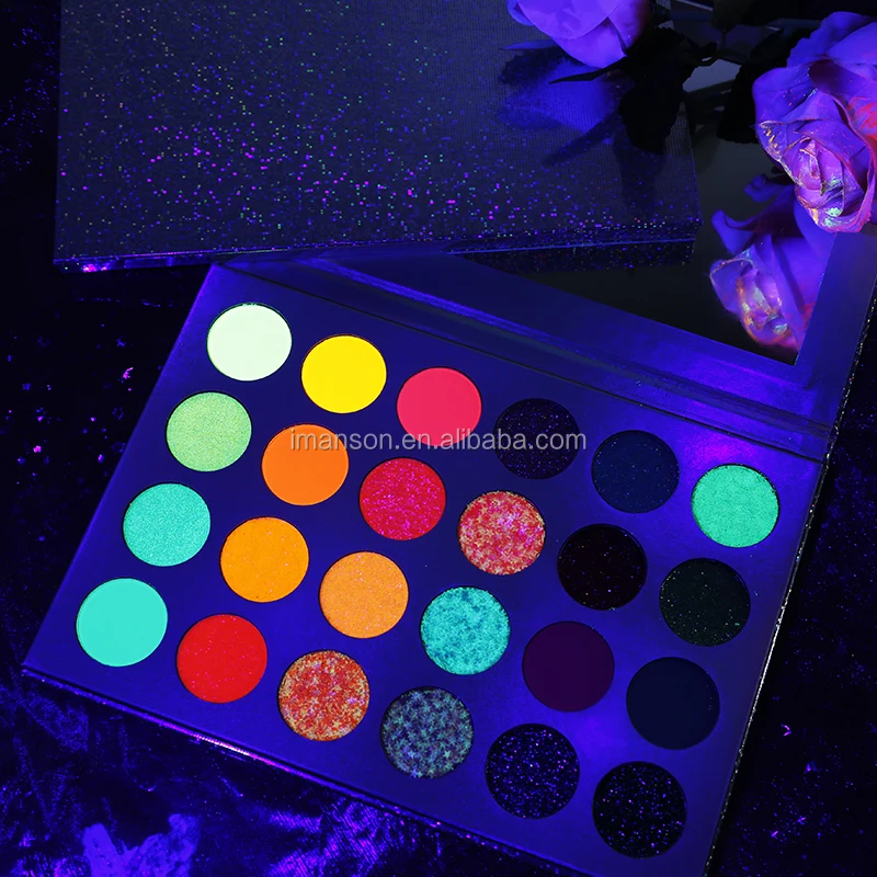 

Fluorescence Neon Pigments 24 Color Pressed Eyeshadow Palette for Halloween Makeup