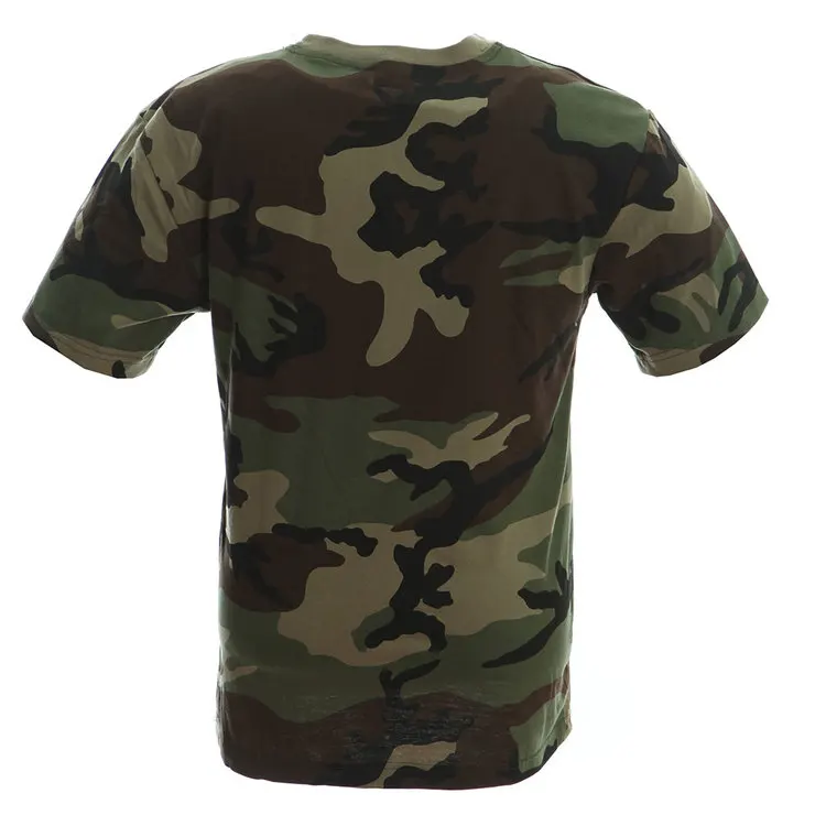 

Custom 100% Cotton Breathable Camouflage Military Army T Shirt, Woodland camo
