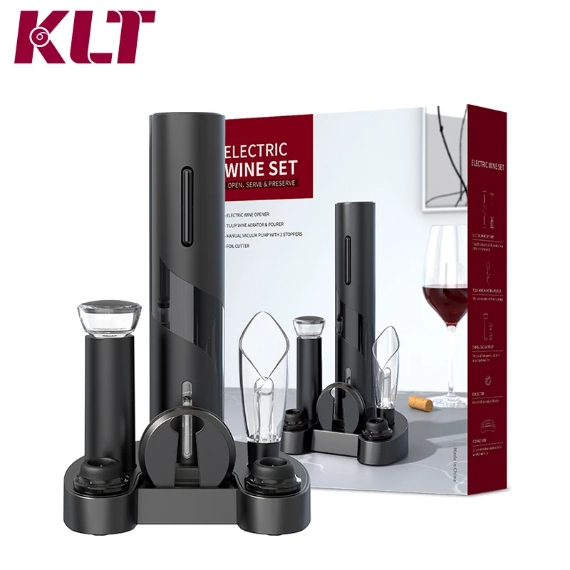 

Nice Electric Wine Opener Set Base Style Wine Bottle Opener Corkscrew Kit Gift Set Wine opener, Black or custom