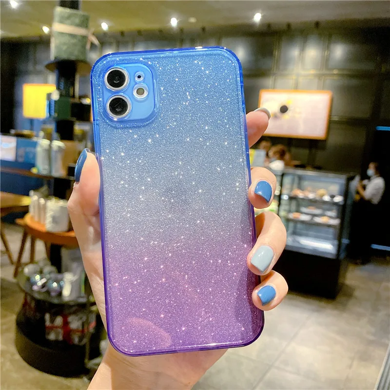 

Gorgeous Clear Glitter Soft TPU Shockproof Phone Case For iPhone 12 Mini 11 Pro Max XS Max XR X 7 8 Plus SE Gradient color Shell