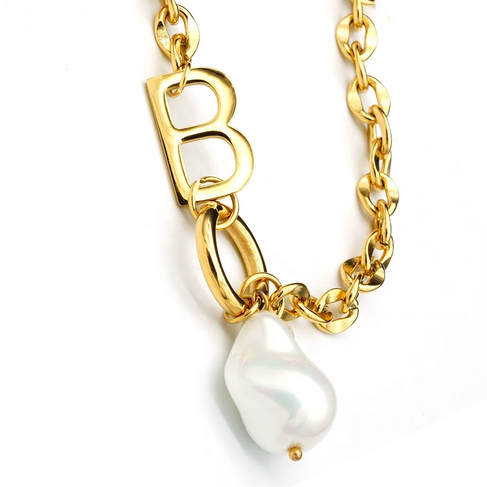 

Initial Necklace Initial Letter Stainless Steel 14K Initial Necklace Gold