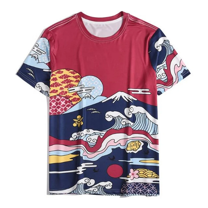 

New Style 3D Printed Cartoon Loose Men's T-shirts, Red