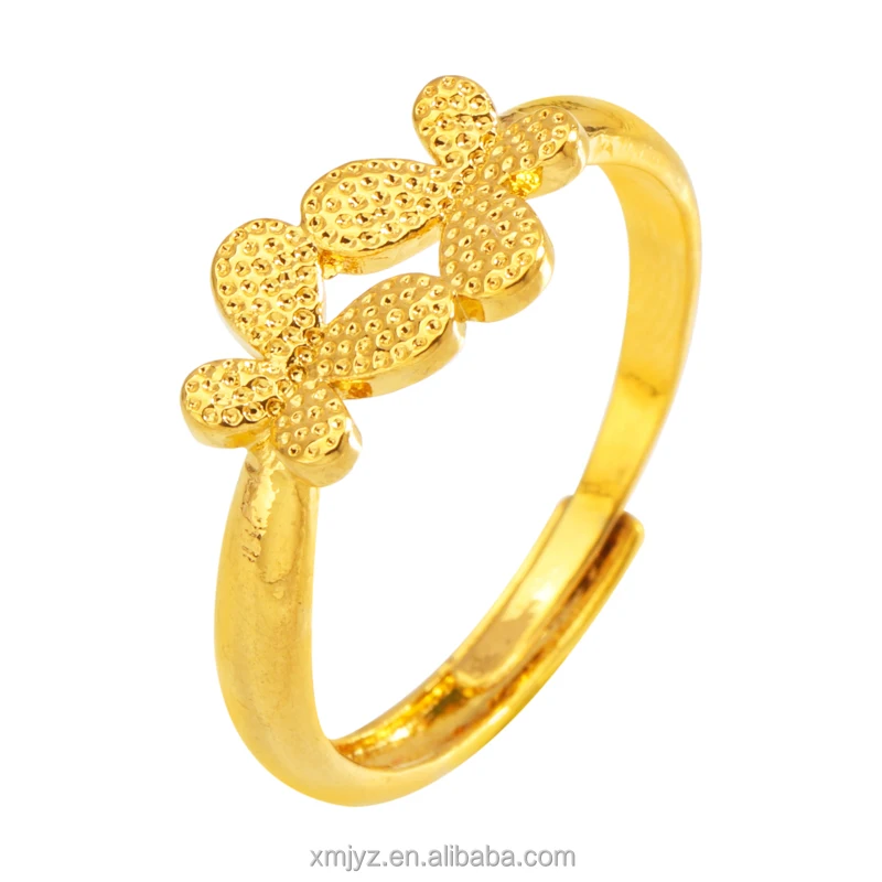 

Cross-Border Source Of Foreign Trade Open Ring Women's Gold-Plated Brushed Ring Two Butterfly Rings Factory Wholesale