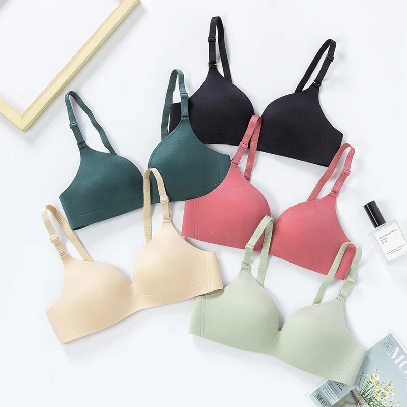 

1903 Plain Color One Piece No trace Women Seamless Underwear Push Up Laser Cut Bra, 5 colors: red, green, black, nude, deep green