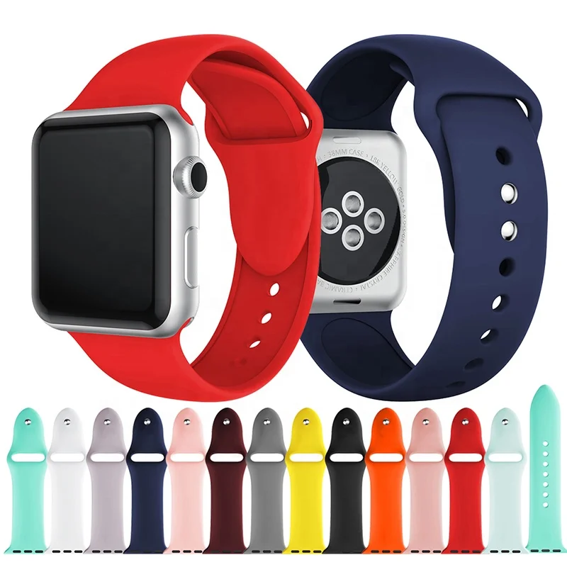 

For Apple Watch Bands Series 6/5/4/3/2/1 Silicone Watch Band , Colorful Sport Silicone Soft Replacement Band, Customer's requirement