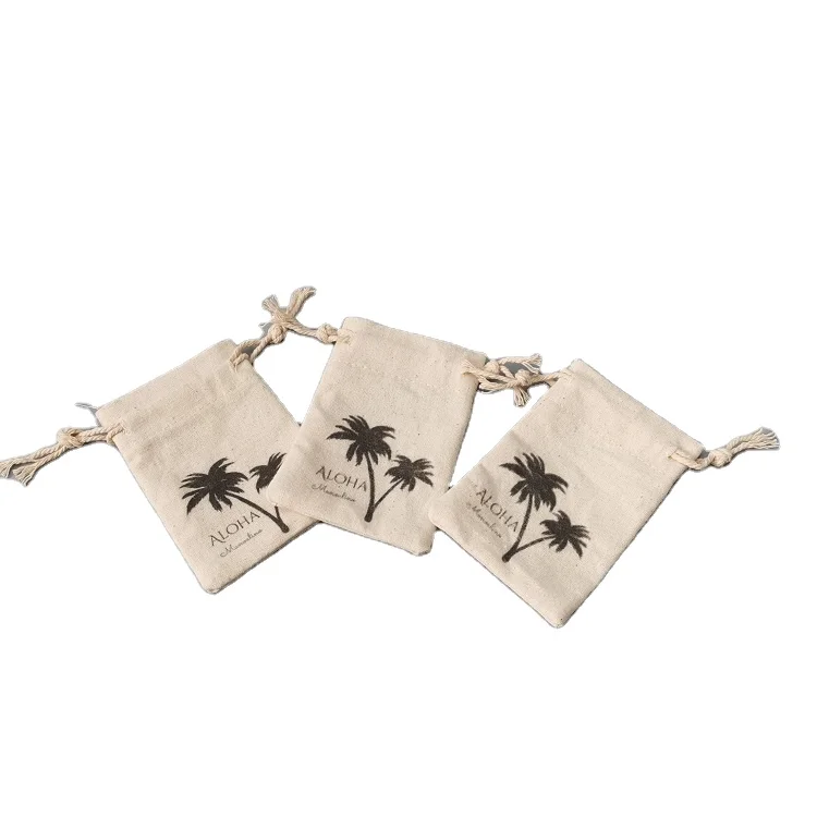 

customized mini cotton pouch bag logo printed canvas muslin string bag for coffee/seeds packing
