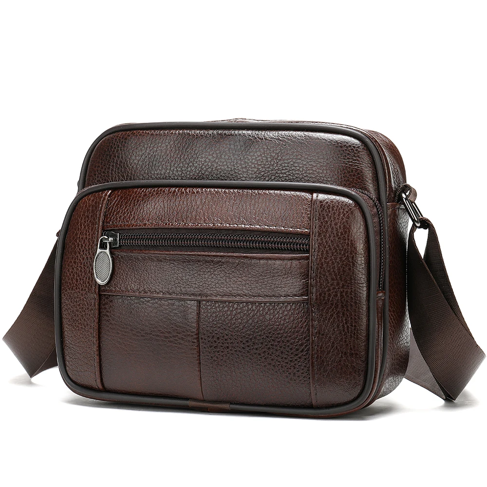 

Marrant wholesale Small Cowhide Men's Genuine Leather Casual Messenger Shoulder Bag For Men Flap Zipper Mens Crossbody bag