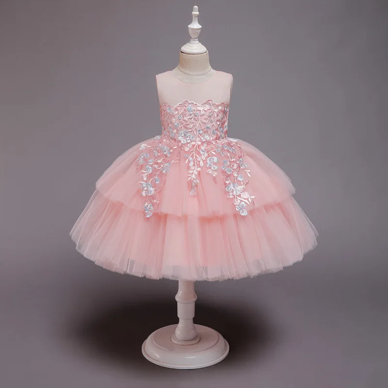 

Factory Wholesale Summer Flower Evening Prom Gowns Kids Birthday Party Girls Fluffy Dress 0178