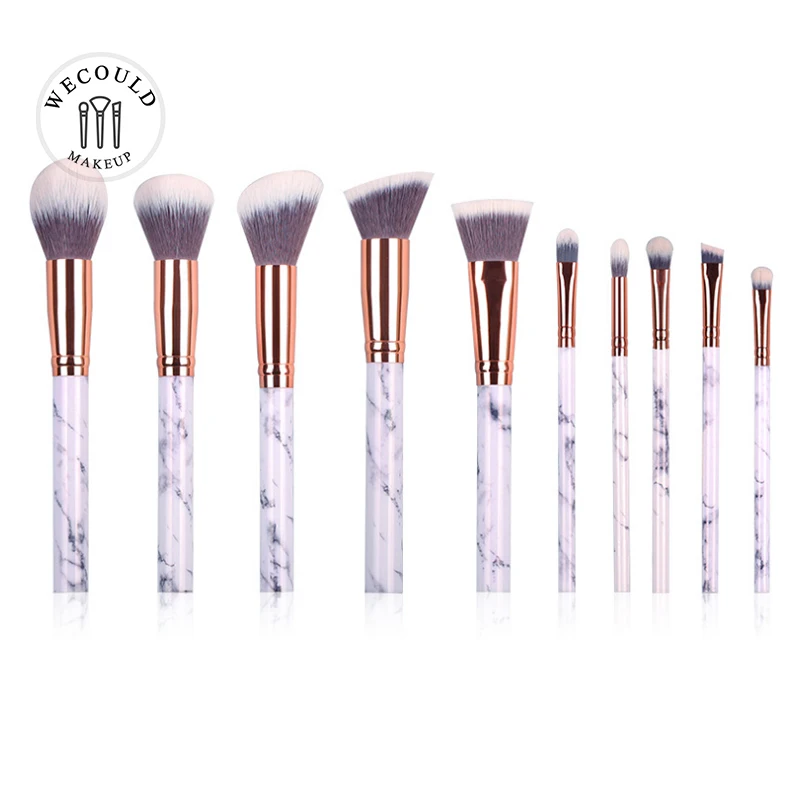 

10 pcs Hot Sale Low MOQ Vegan High Quality Natural Material Beauty Accessories Brush Set Private Label Makeup, Champagne gold