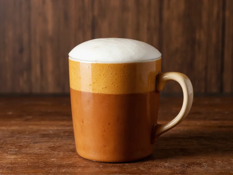 Homemade butterbeer in ceramic mug with foam