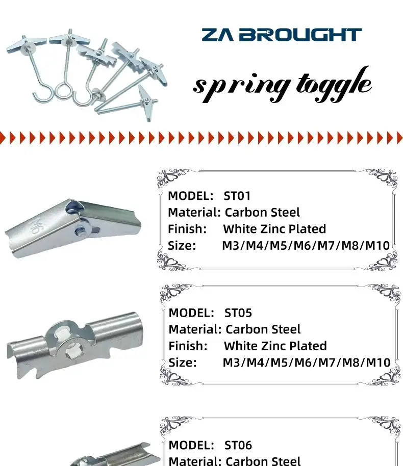Spring Toggle M4 Spring Toggle Bolt & Wing Nut Assortment Set For