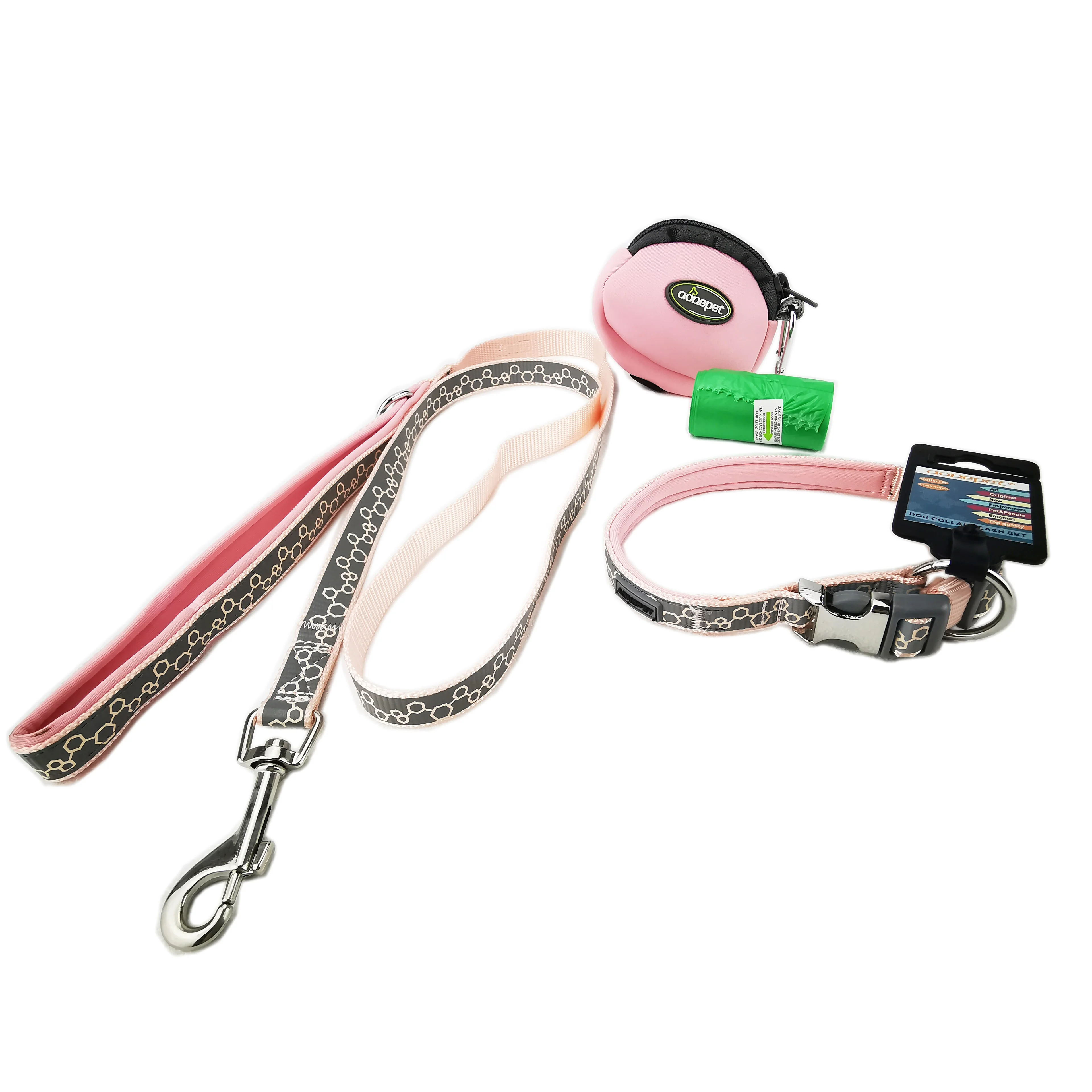 

Pet Supplies Products Accessories Reflective Dog Cat Leash & Collar Set With Portable Dog Feces Collection Bag