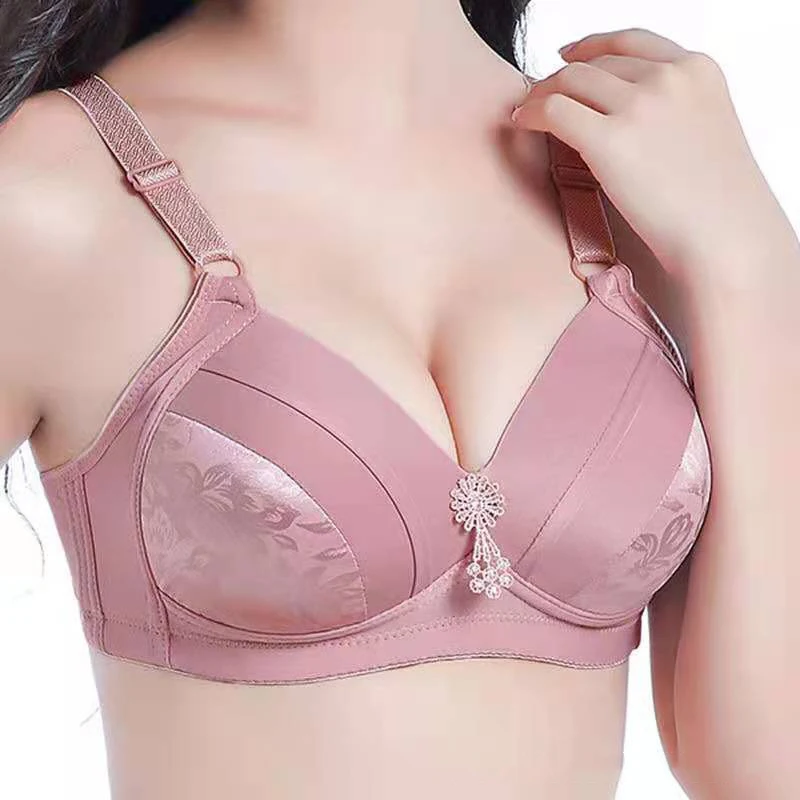 

JUNXI DIVINUS 2022 Wire Free Underwear Widened Shoulder Straps Comfort Breast Female Back Buckle Cotton Womens Bra