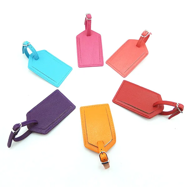 

New high quality waterproof leather colorful luggage bag Tag with adjustable buckle card storage bags