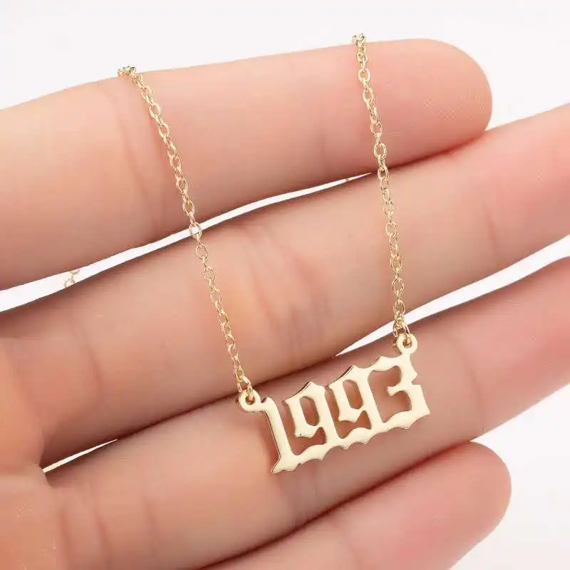 

2020 personalized stainless steel year necklace birthday digital small pendant necklace jewelry wholesale birthday gift