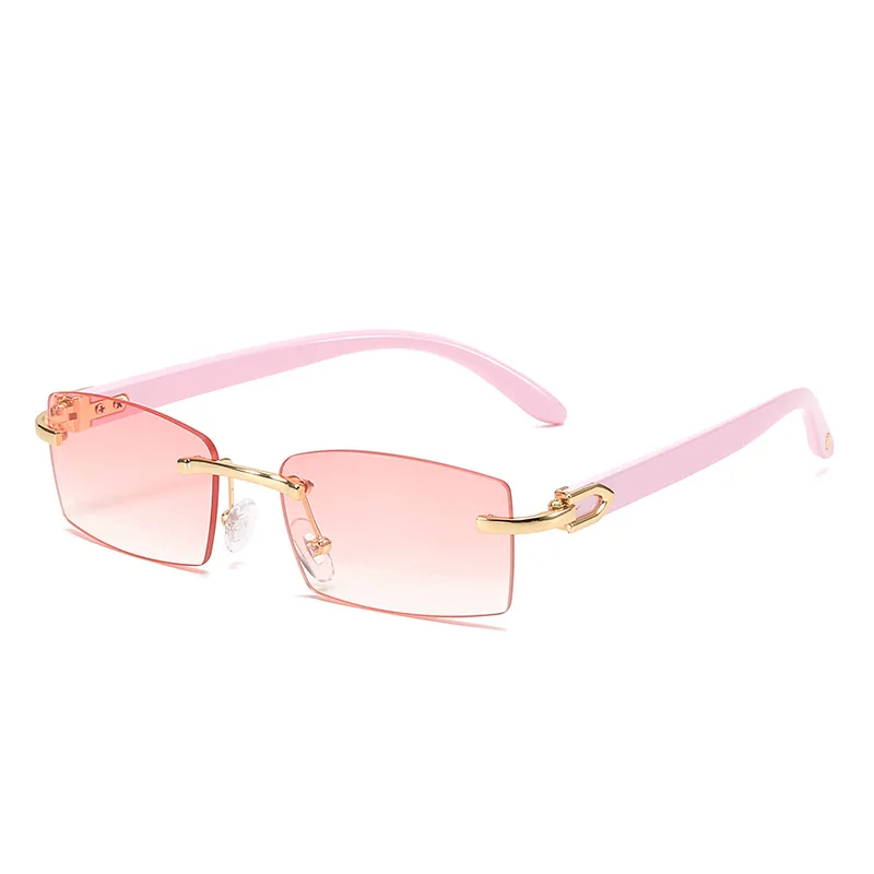 

2021 Fashion Small Rectangle Sunglasses Women Vintage Rimless Clear Ocean Gradient Sun Glasses Brand Designer Men Shades UV400, Picture